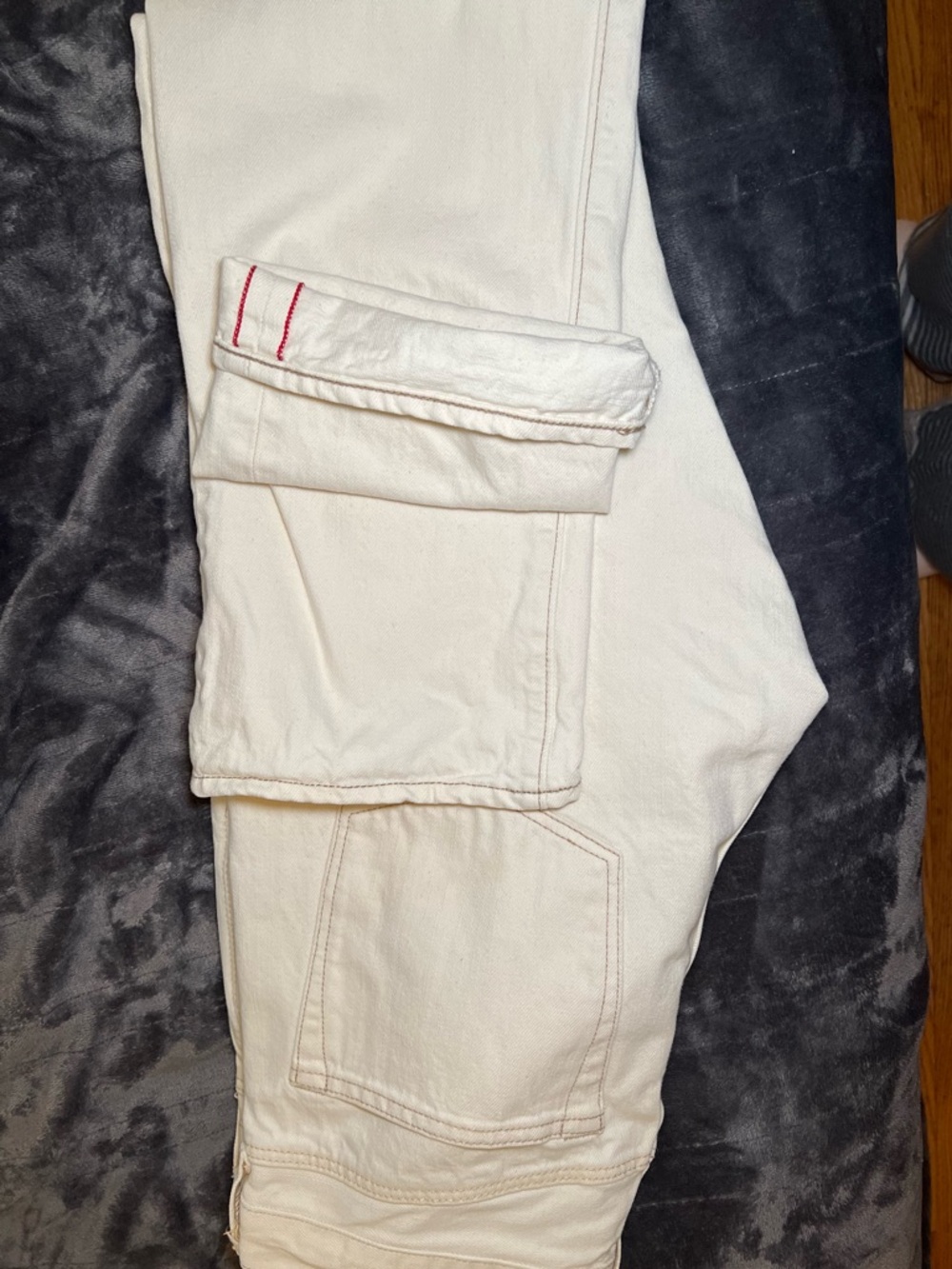 J.Crew 770 Cream Selvage Jeans with Red Stitch Detail